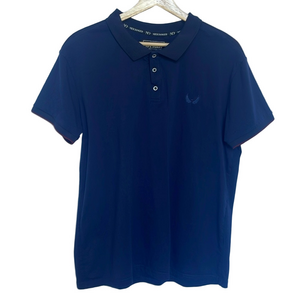 Nick Danger Men's Polo Shirt Size XL in Navy Red Trim Stretch Cotton Blend EUC